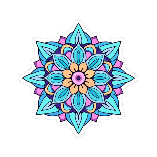 Blue Mandala Sticker: Tranquil Petals, Boho Zen Vinyl Decal