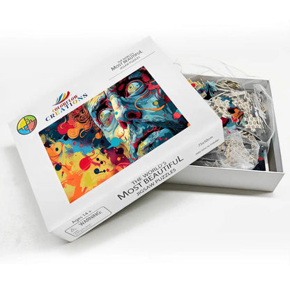 Psychedelic Face Jigsaw Puzzle: 1000 Piece Surreal Wooden Art
