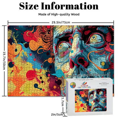 Psychedelic Face Jigsaw Puzzle: 1000 Piece Surreal Wooden Art