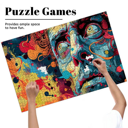 Psychedelic Face Jigsaw Puzzle: 1000 Piece Surreal Wooden Art