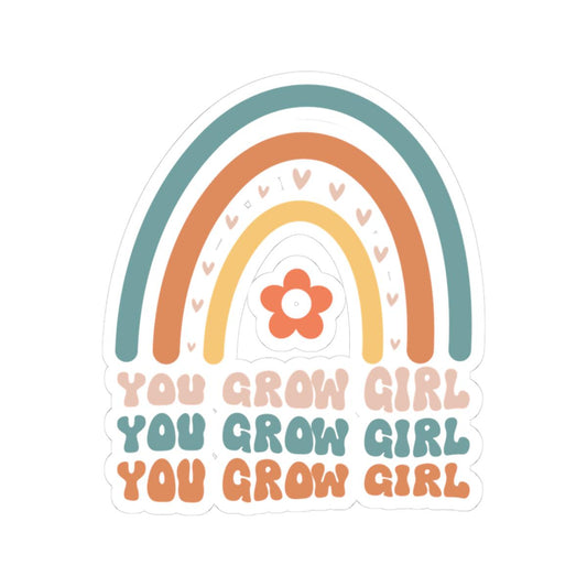 You Grow Girl Rainbow Sticker: Motivational Laptop Decal