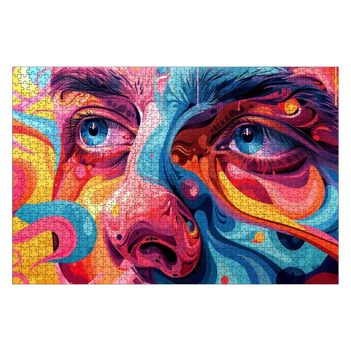ColorFlow |  Lucid Vision Wooden Puzzle | Psychedelic Face Art Jigsaw for Adults | Trippy Expressionist Gift