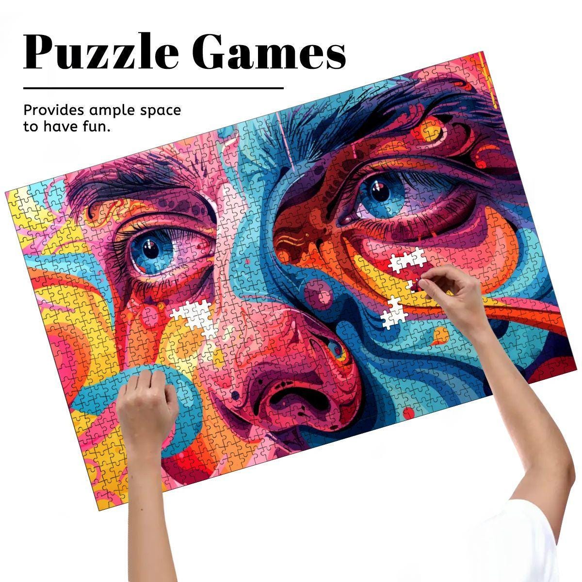 ColorFlow |  Lucid Vision Wooden Puzzle | Psychedelic Face Art Jigsaw for Adults | Trippy Expressionist Gift