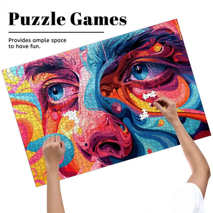 ColorFlow |  Lucid Vision Wooden Puzzle | Psychedelic Face Art Jigsaw for Adults | Trippy Expressionist Gift