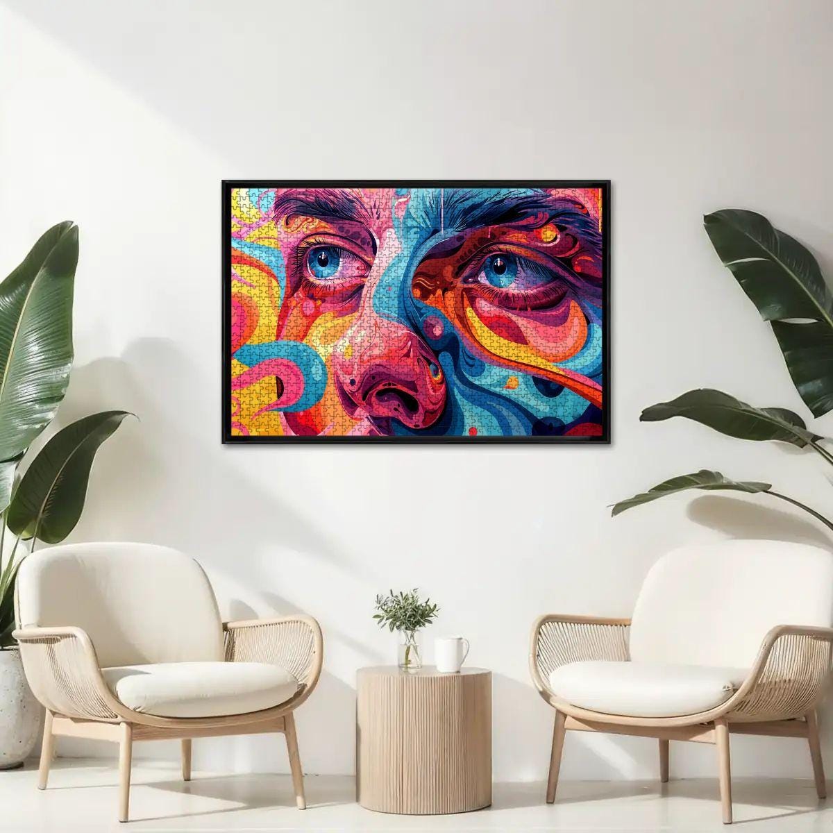 ColorFlow |  Lucid Vision Wooden Puzzle | Psychedelic Face Art Jigsaw for Adults | Trippy Expressionist Gift