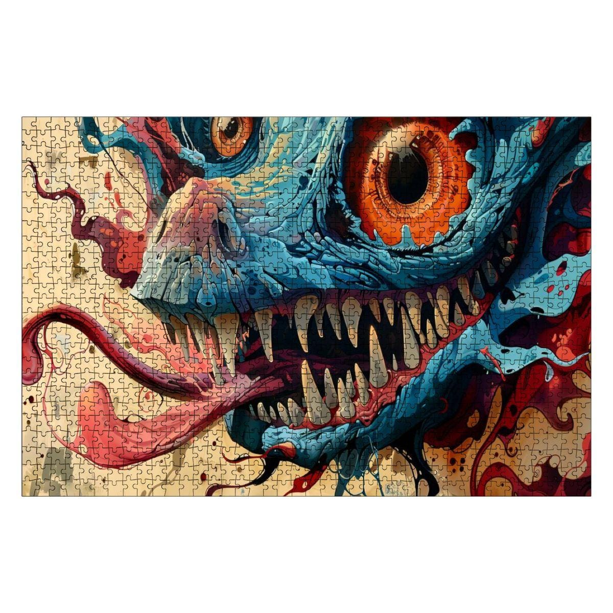 Vortex Maw Wooden Puzzle: Psychedelic Monster Jigsaw for Adults