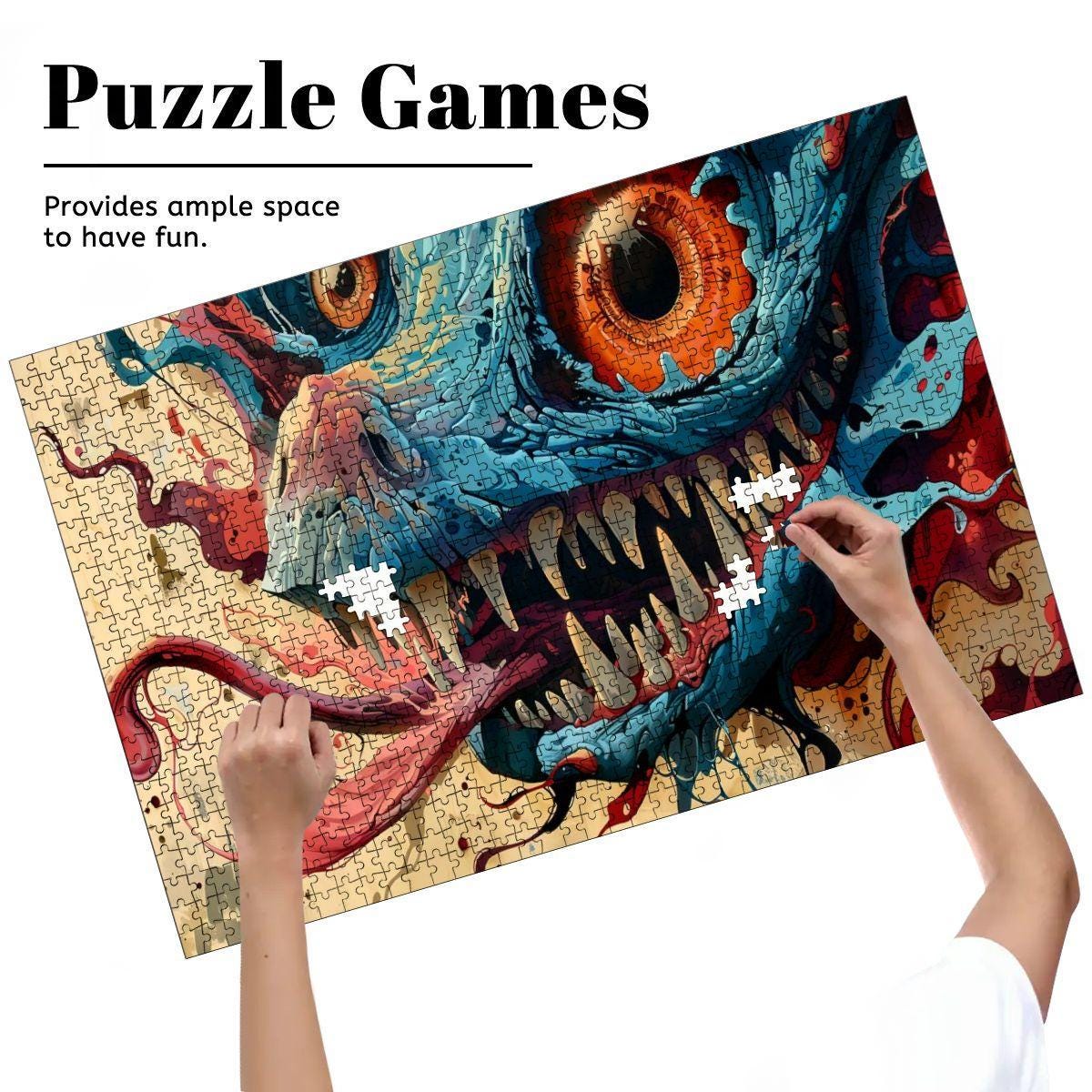 Vortex Maw Wooden Puzzle: Psychedelic Monster Jigsaw for Adults