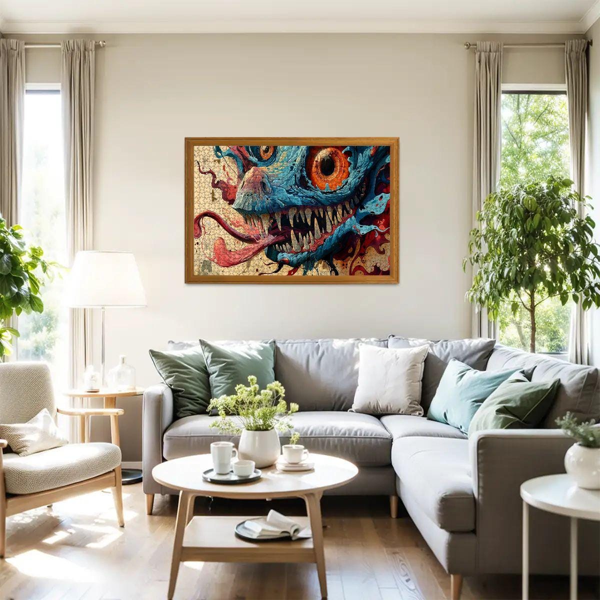 Vortex Maw Wooden Puzzle: Psychedelic Monster Jigsaw for Adults