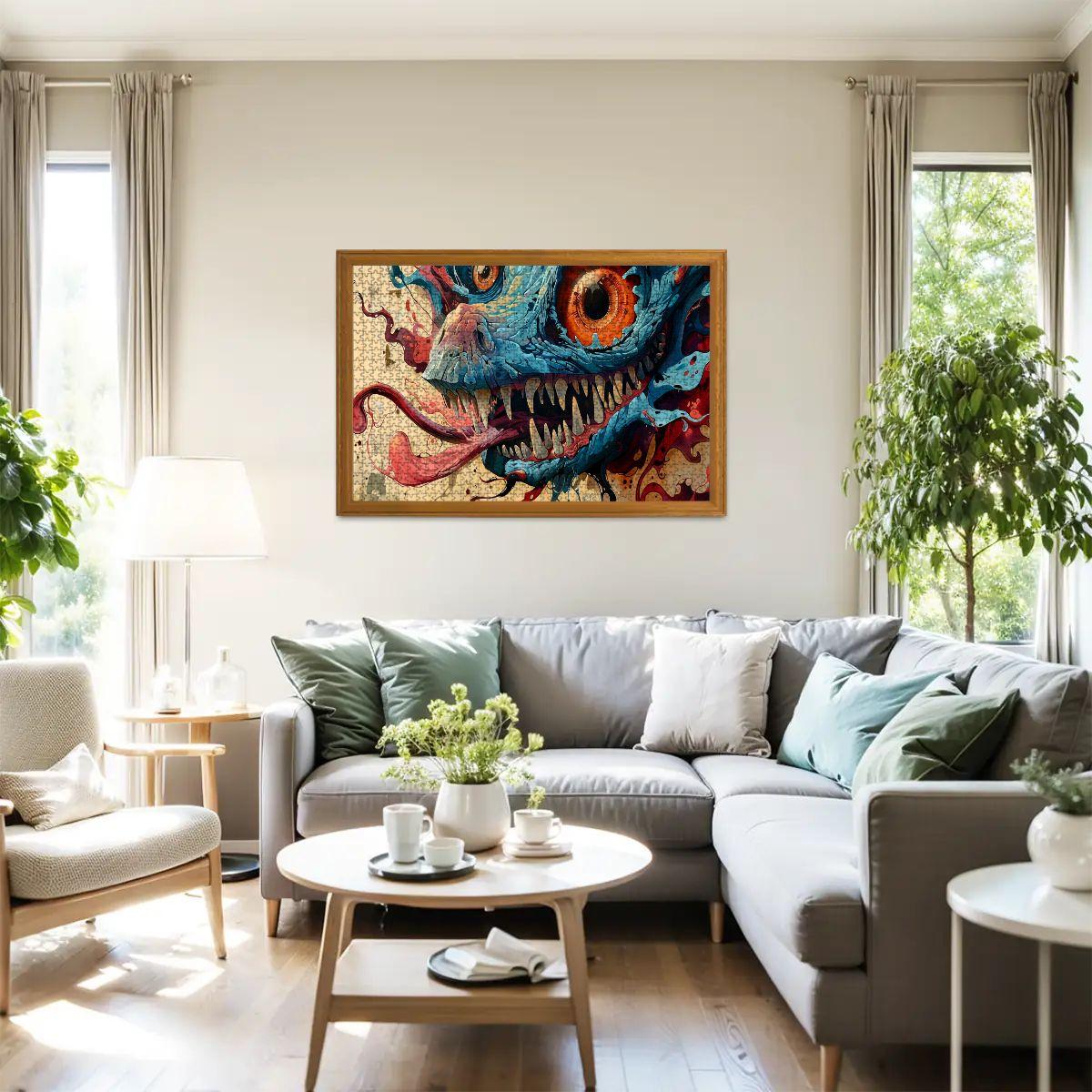 Vortex Maw Wooden Puzzle: Psychedelic Monster Jigsaw for Adults