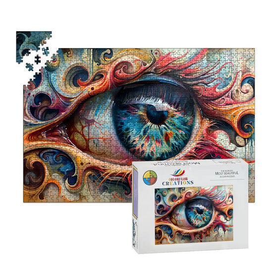 Eye of the Spiral Wooden Jigsaw Puzzle: Surreal Psychedelic Art