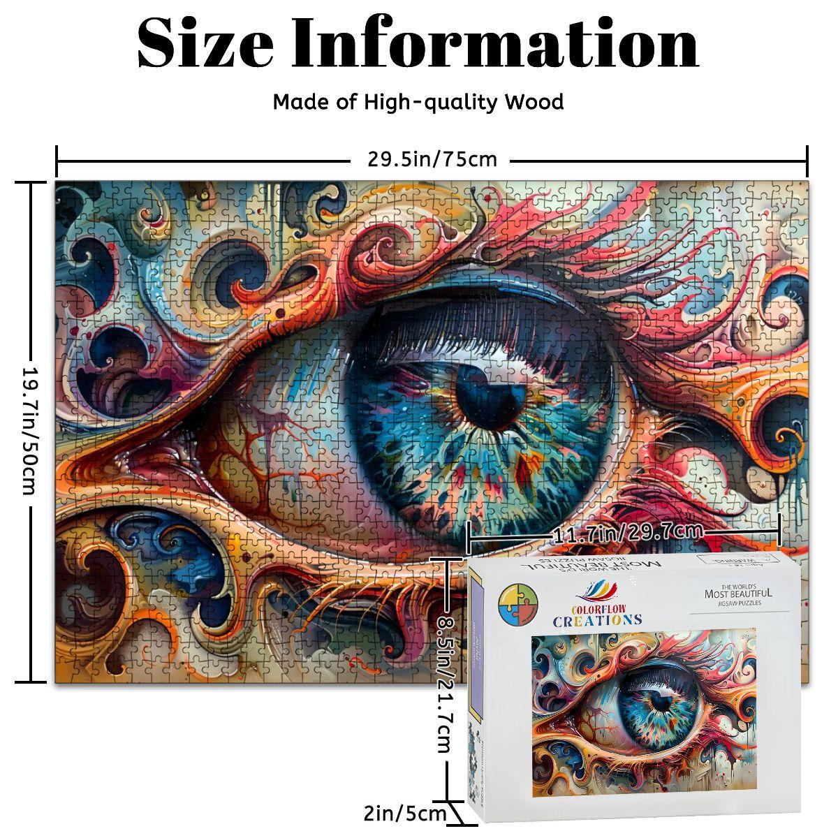 Eye of the Spiral Wooden Jigsaw Puzzle: Surreal Psychedelic Art