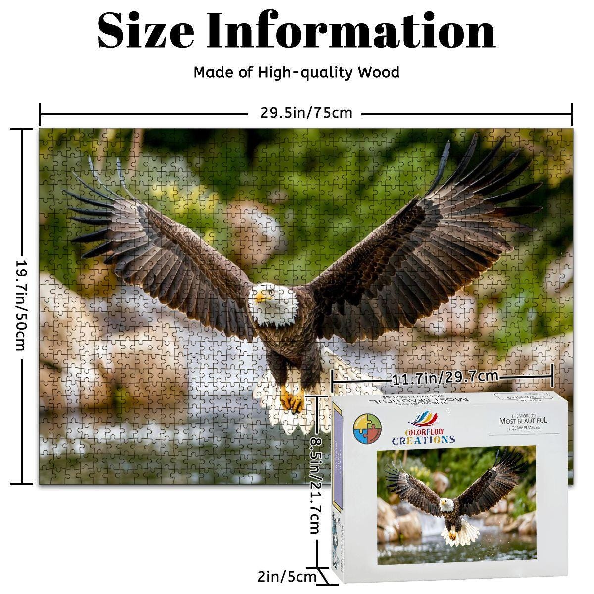 Bald Eagle Wooden Puzzle: Wings of Freedom, Wildlife Nature Gift
