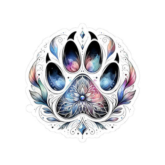 Galaxy Paw Print Sticker: Mystical Mandala Dog Decal