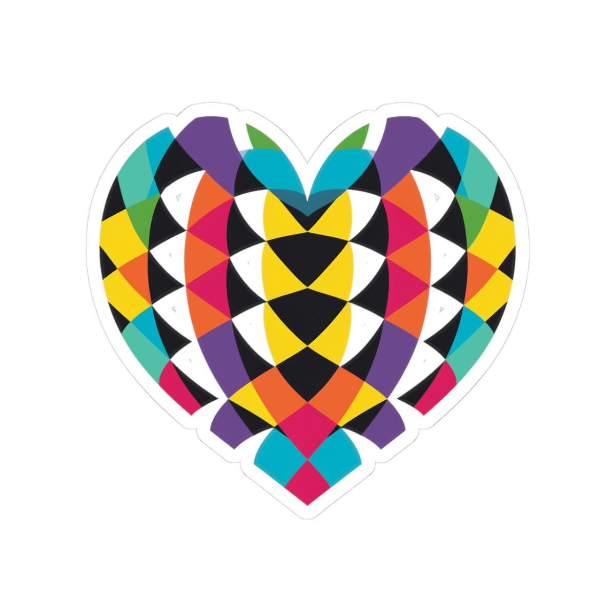 Geometric Rainbow Heart Sticker: Waterproof Vinyl Decal