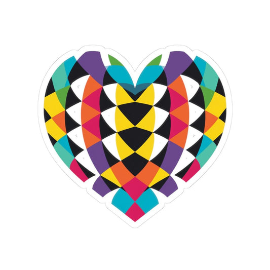 Geometric Rainbow Heart Sticker: Waterproof Vinyl Decal