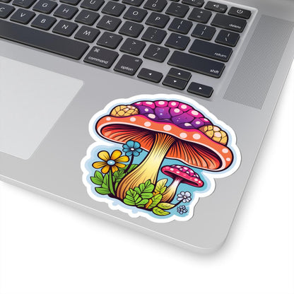 ColorFlow | Psychedelic Mushroom Sticker | Trippy Fungi & Flower Vinyl Decal | Colorful Kiss Cut Sticker