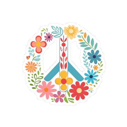 Floral Peace Sign Sticker: Boho Hippie Vinyl Decal