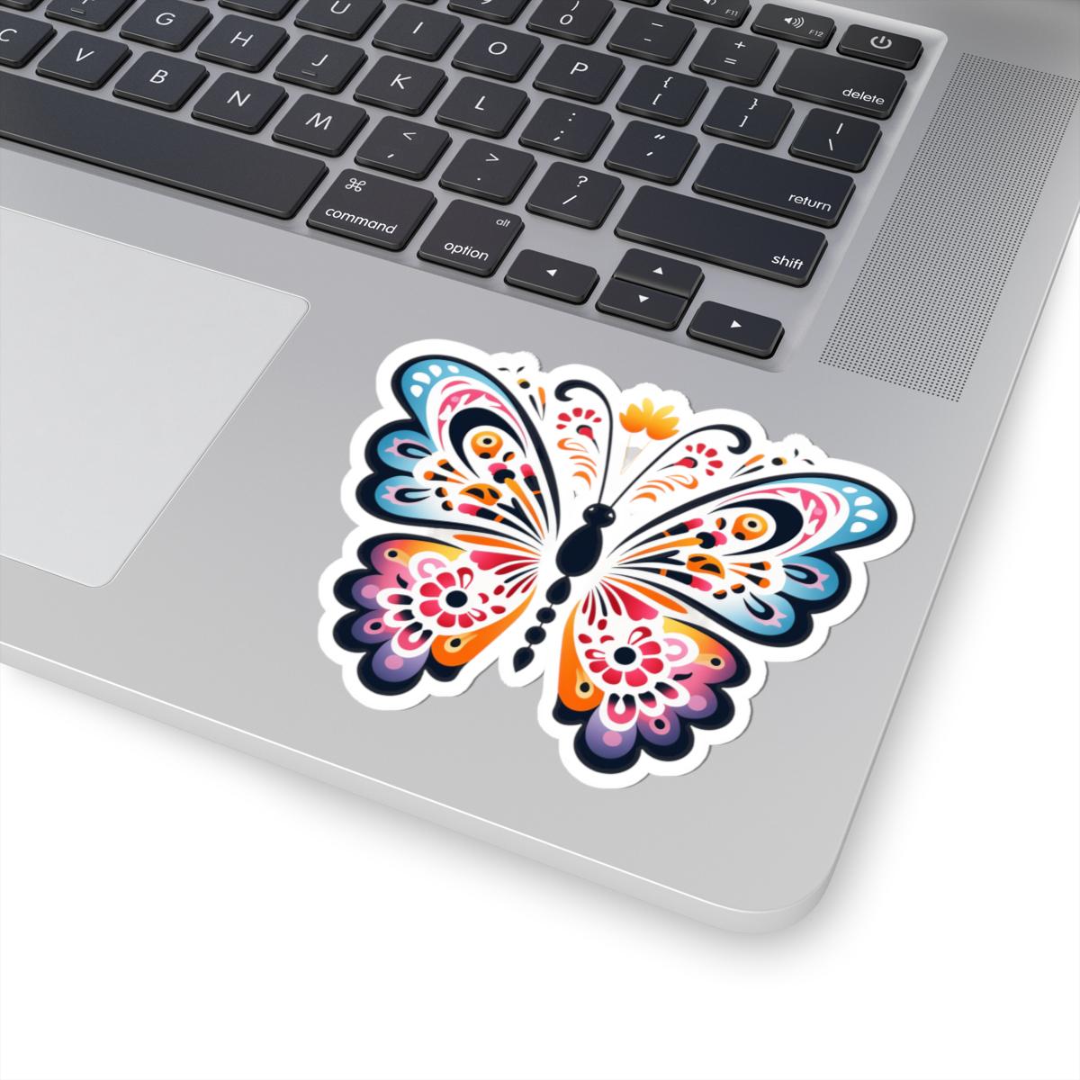 Boho Butterfly Sticker: Vibrant Floral Insect Art, Waterproof Vinyl