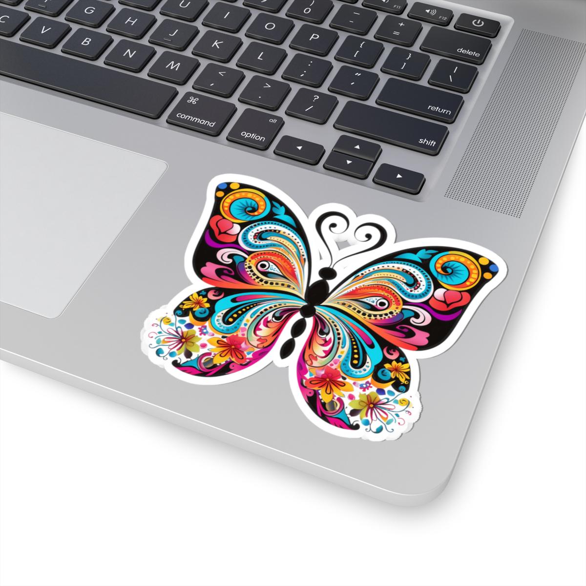 ColorFlow Boho Butterfly Bloom Sticker | Floral Psychedelic Wings Art | Trippy Waterproof Vinyl Sticker