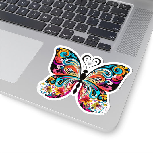ColorFlow Boho Butterfly Bloom Sticker | Floral Psychedelic Wings Art | Trippy Waterproof Vinyl Sticker