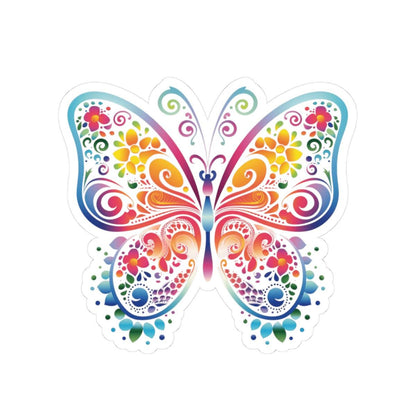 ColorFlow Groovy Rainbow Butterfly Sticker | Floral Psychedelic Wings Art | Vibrant Vinyl Sticker