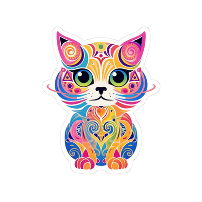 Psychedelic Cat Sticker: ColorFlow Rainbow Kitty Art