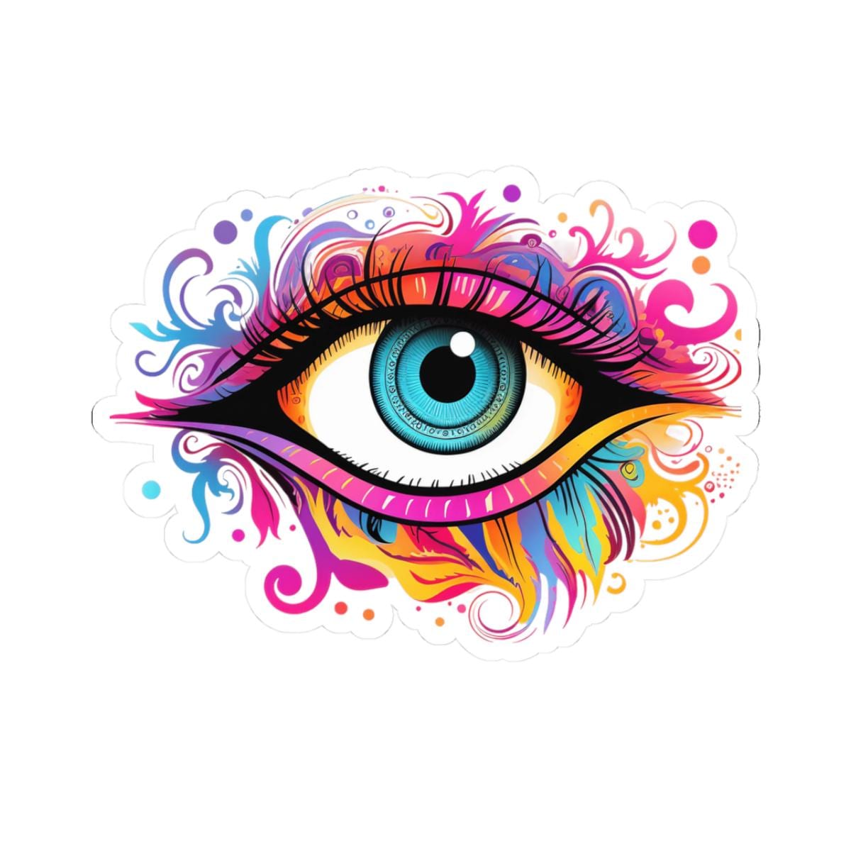 ColorFlow Psychedelic Eye Sticker | Vibrant Visionary Eyeball Decal | Trippy Spiritual Vinyl Art
