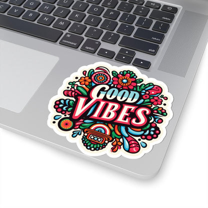 Good Vibes Sticker: Retro Floral Boho Vinyl Decal