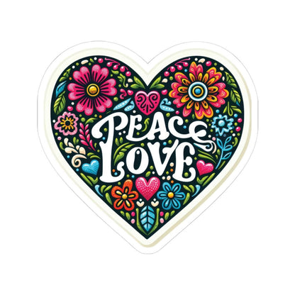 Boho Floral Heart Sticker: Retro Peace Love Vinyl Decal