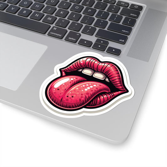 Retro Lips Tongue Out Sticker: Groovy Rock Vinyl Decal