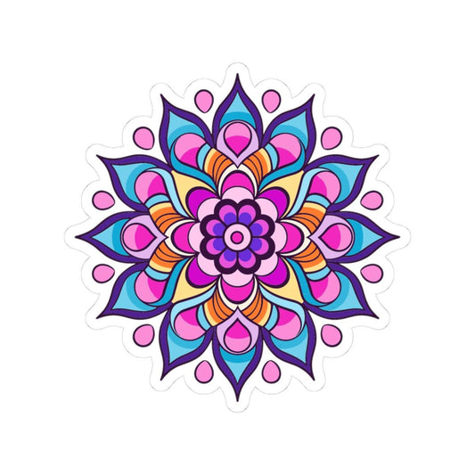 ColorFlow | Vibrant Lotus Bloom Mandala Sticker | Boho Rainbow Vinyl Decal | Sacred Flower Art