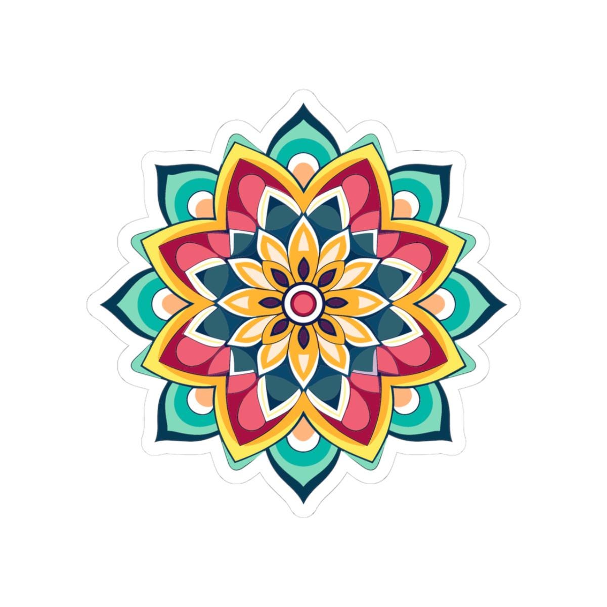 ColorFlow | Vibrant Boho Mandala Sticker | Colorful Sacred Geometry Decal | Spiritual Art