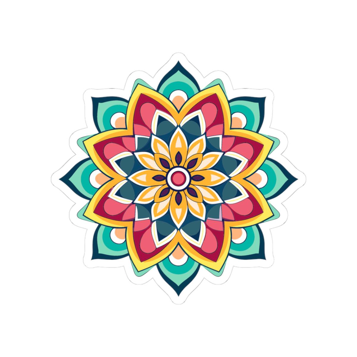 ColorFlow | Vibrant Boho Mandala Sticker | Colorful Sacred Geometry Decal | Spiritual Art