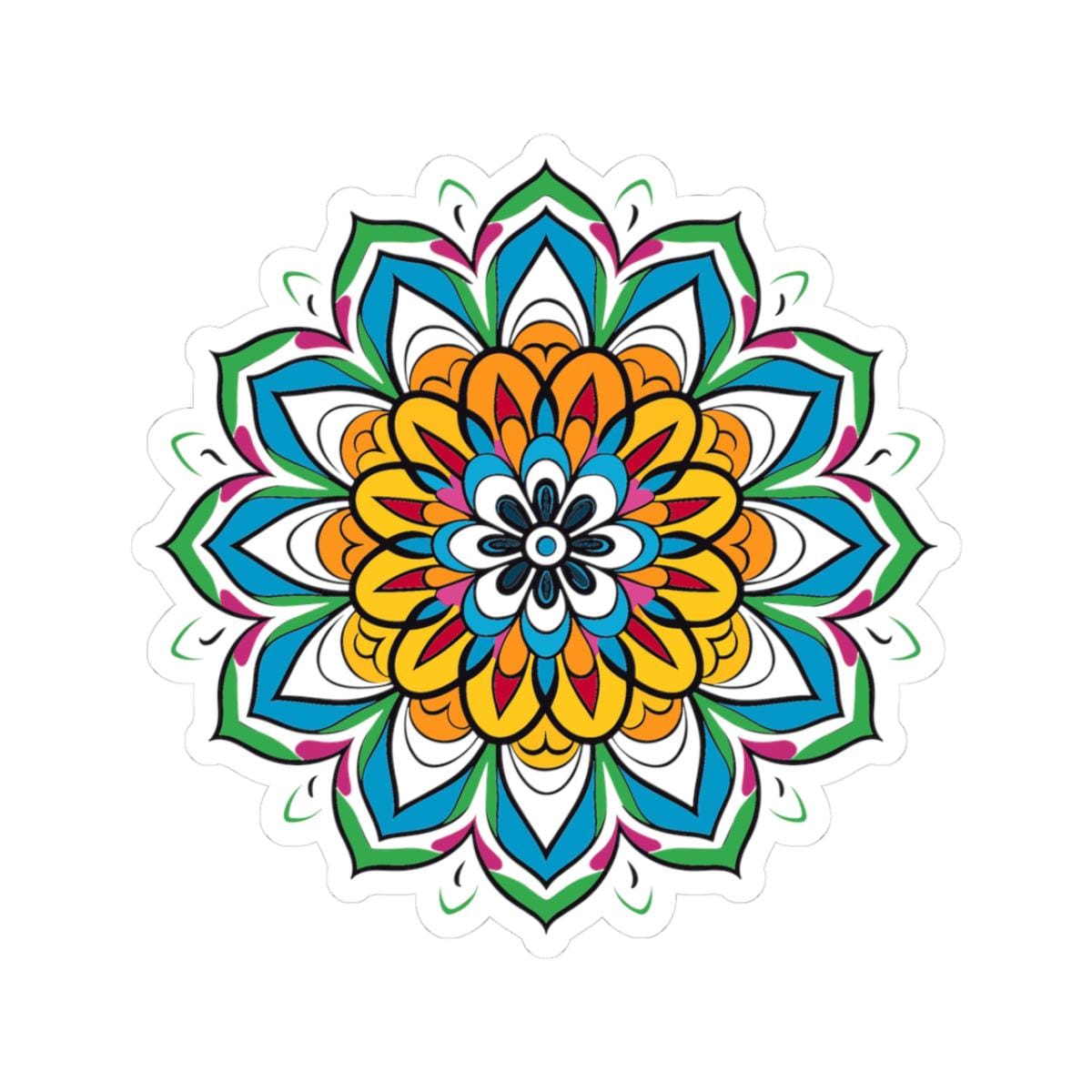 Vibrant Mandala Sticker: Boho Sacred Geometry Art Decal