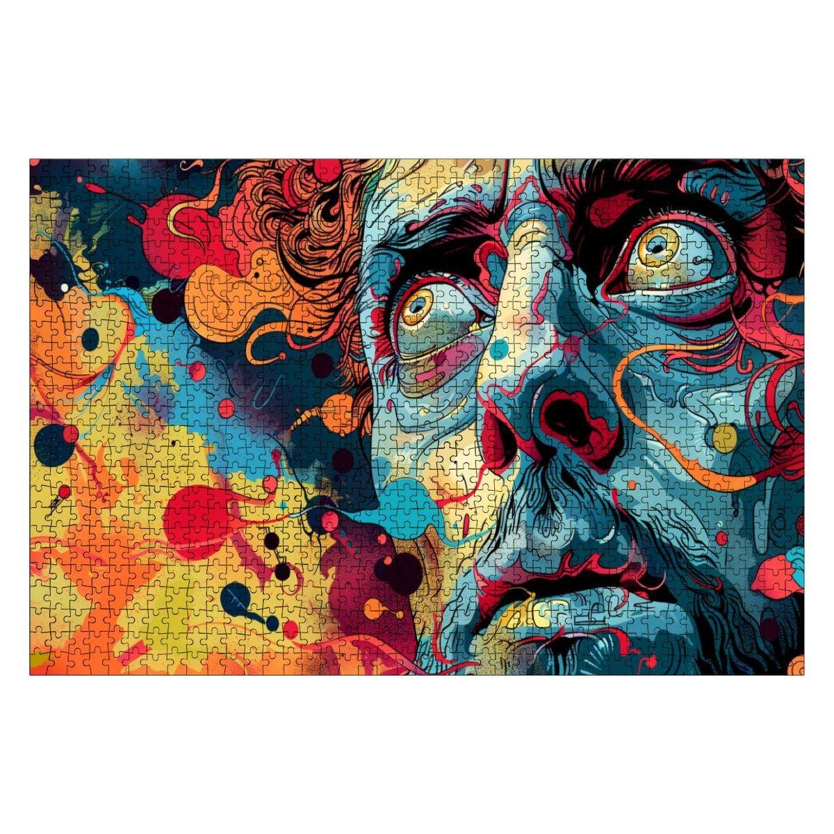 Psychedelic Face Jigsaw Puzzle: 1000 Piece Surreal Wooden Art