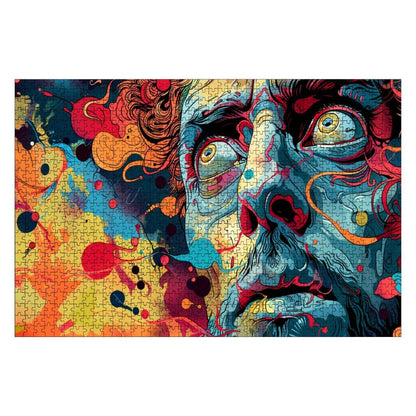 Psychedelic Face Jigsaw Puzzle: 1000 Piece Surreal Wooden Art