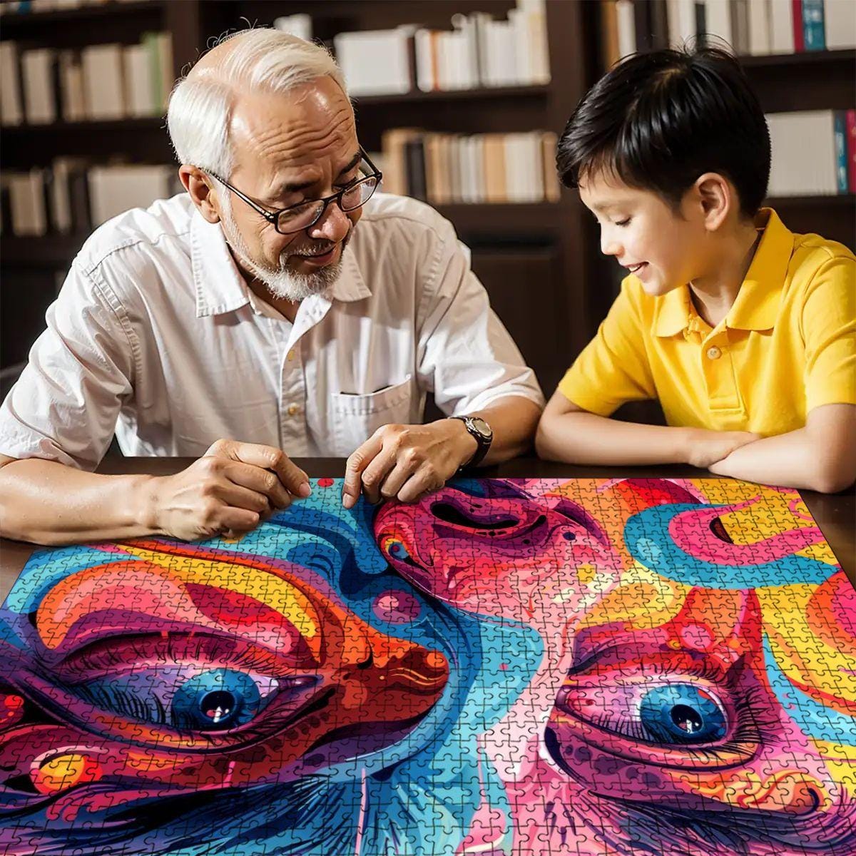 ColorFlow |  Lucid Vision Wooden Puzzle | Psychedelic Face Art Jigsaw for Adults | Trippy Expressionist Gift