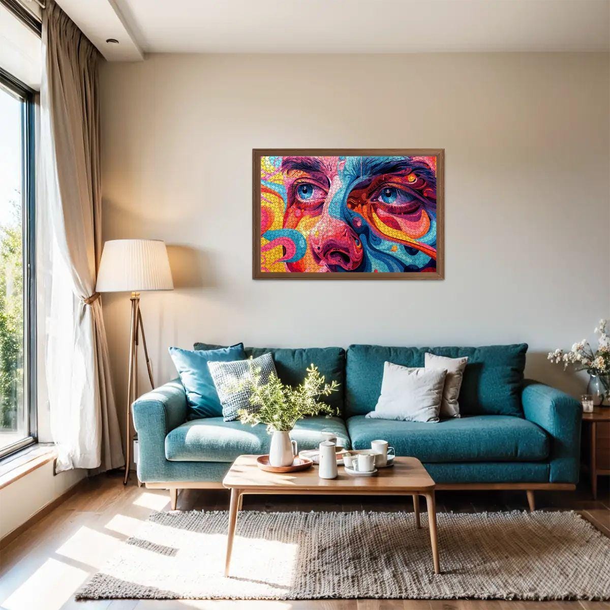 ColorFlow |  Lucid Vision Wooden Puzzle | Psychedelic Face Art Jigsaw for Adults | Trippy Expressionist Gift