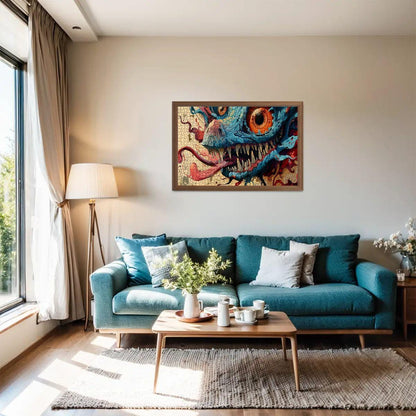 Vortex Maw Wooden Puzzle: Psychedelic Monster Jigsaw for Adults