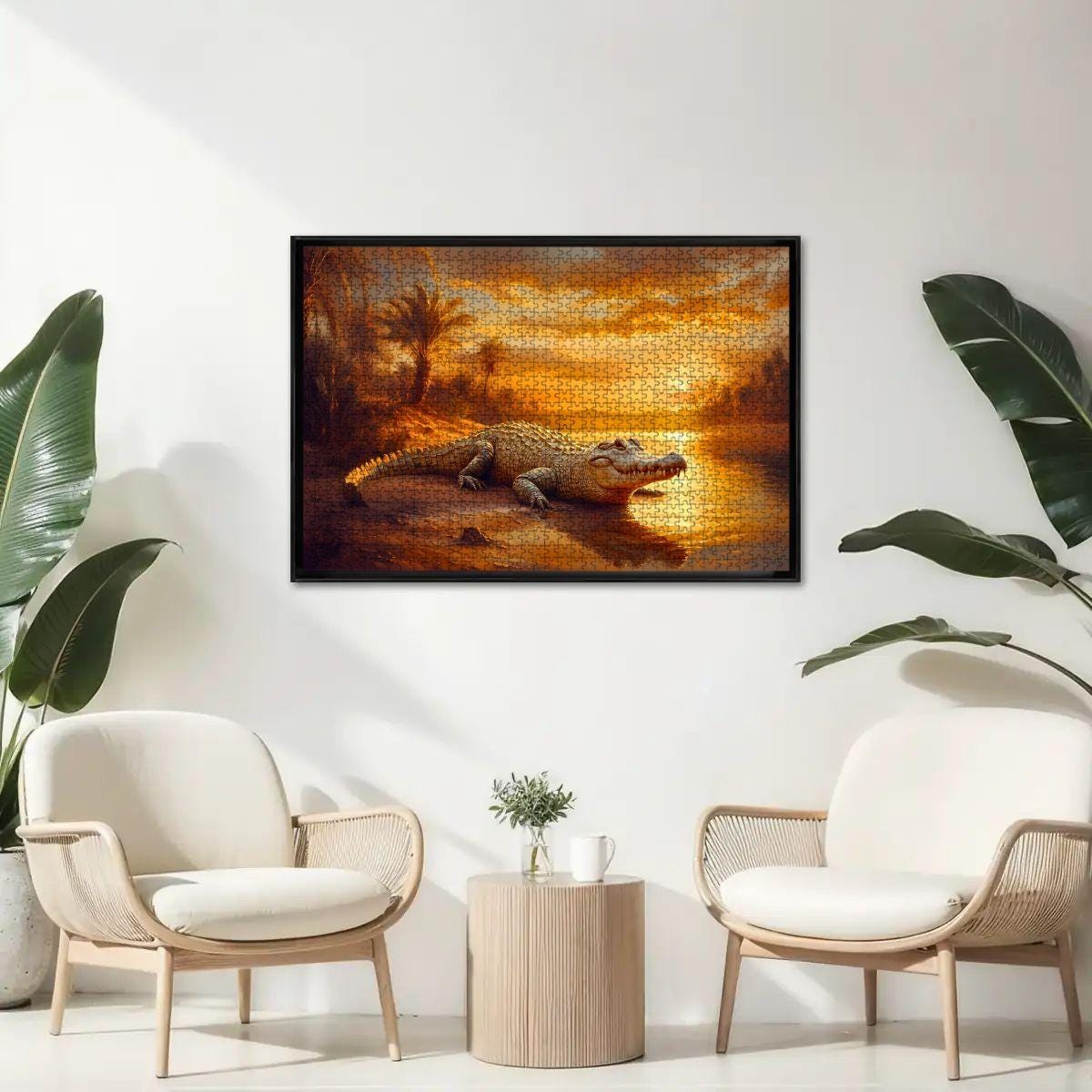 Crocodile Sunset Jigsaw Puzzle:  Wooden Wildlife Puzzle