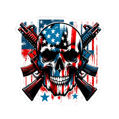 American Flag Skull Sticker: Patriotic 2nd Amendment Vinyl Decal