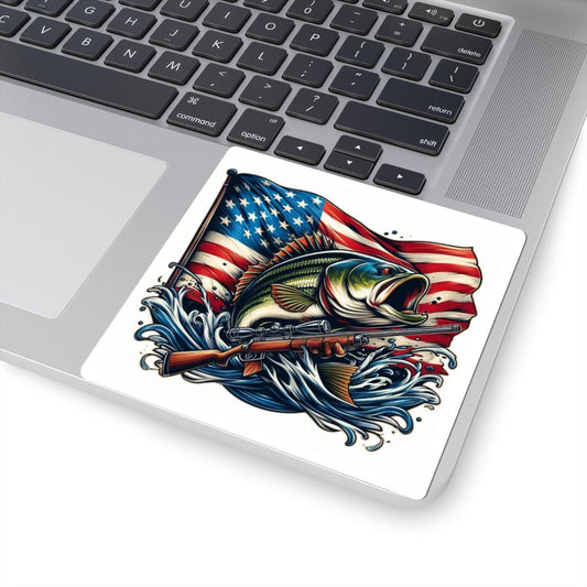ColorFlow | American Bass Rifle Sticker | Patriotic Fish Gun Decal for Hunting and Fishing Fans