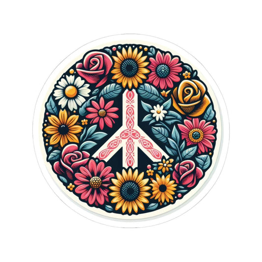 Boho Peace Sign Sticker: Floral Mandala Vinyl Decal