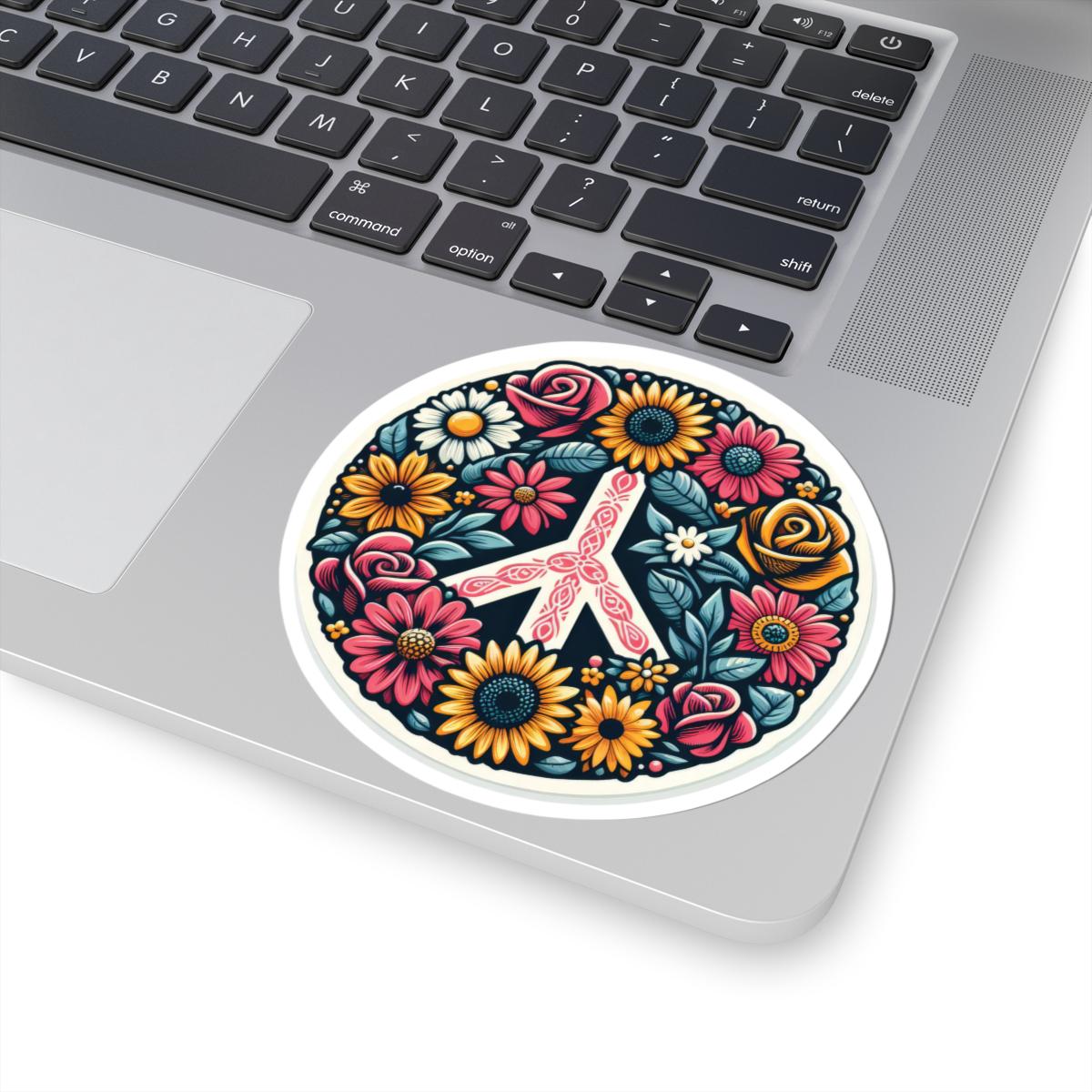 Boho Peace Sign Sticker: Floral Mandala Vinyl Decal