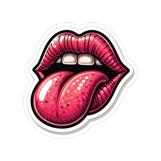Retro Lips Tongue Out Sticker: Groovy Rock Vinyl Decal