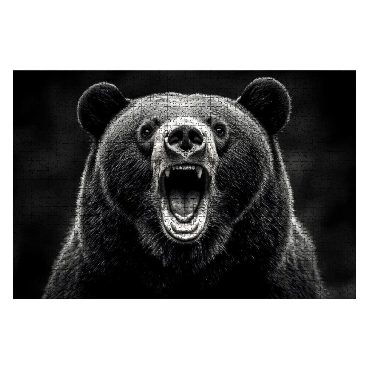 ColorFlow |  Wooden Puzzle | Roaring Black Bear | Bold Wildlife Wood Jigsaw Puzzle