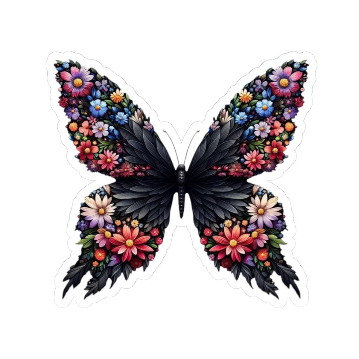 ColorFlow | Elegant Floral Butterfly Sticker in Blooming Garden Style | Nature Art Vinyl Decal