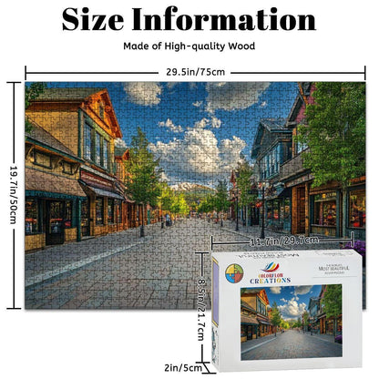 ColorFlow Wooden Jigsaw Puzzle: Main Street Village Scene, s