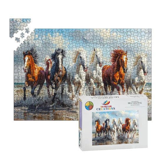 ColorFlow | Beach Stallions Wooden Puzzle s | Equestrian Coastal Puzzle