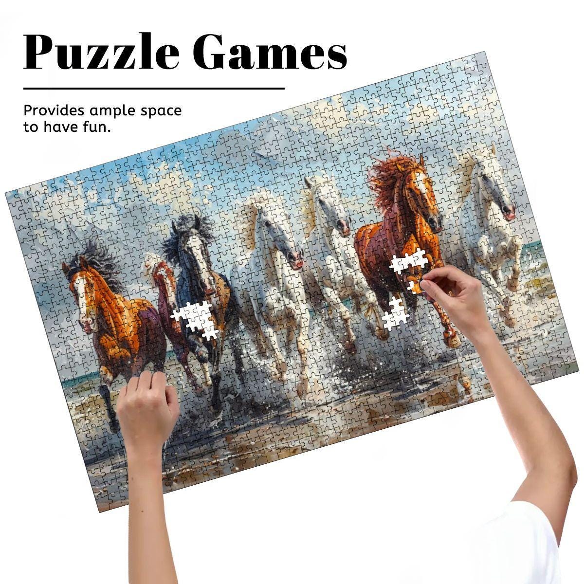 ColorFlow | Beach Stallions Wooden Puzzle s | Equestrian Coastal Puzzle
